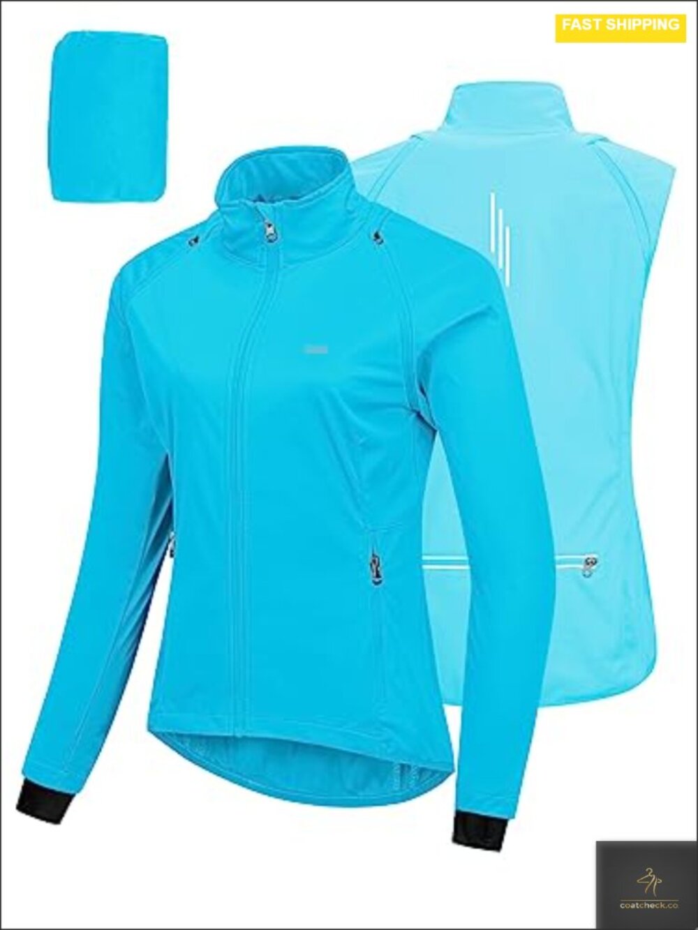 Women's Lightweight Waterproof Running Cycling Jacket 2-in-1 Removable Sleeves